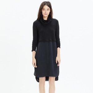 Madewell Timelapse Turtleneck Button Dress Black